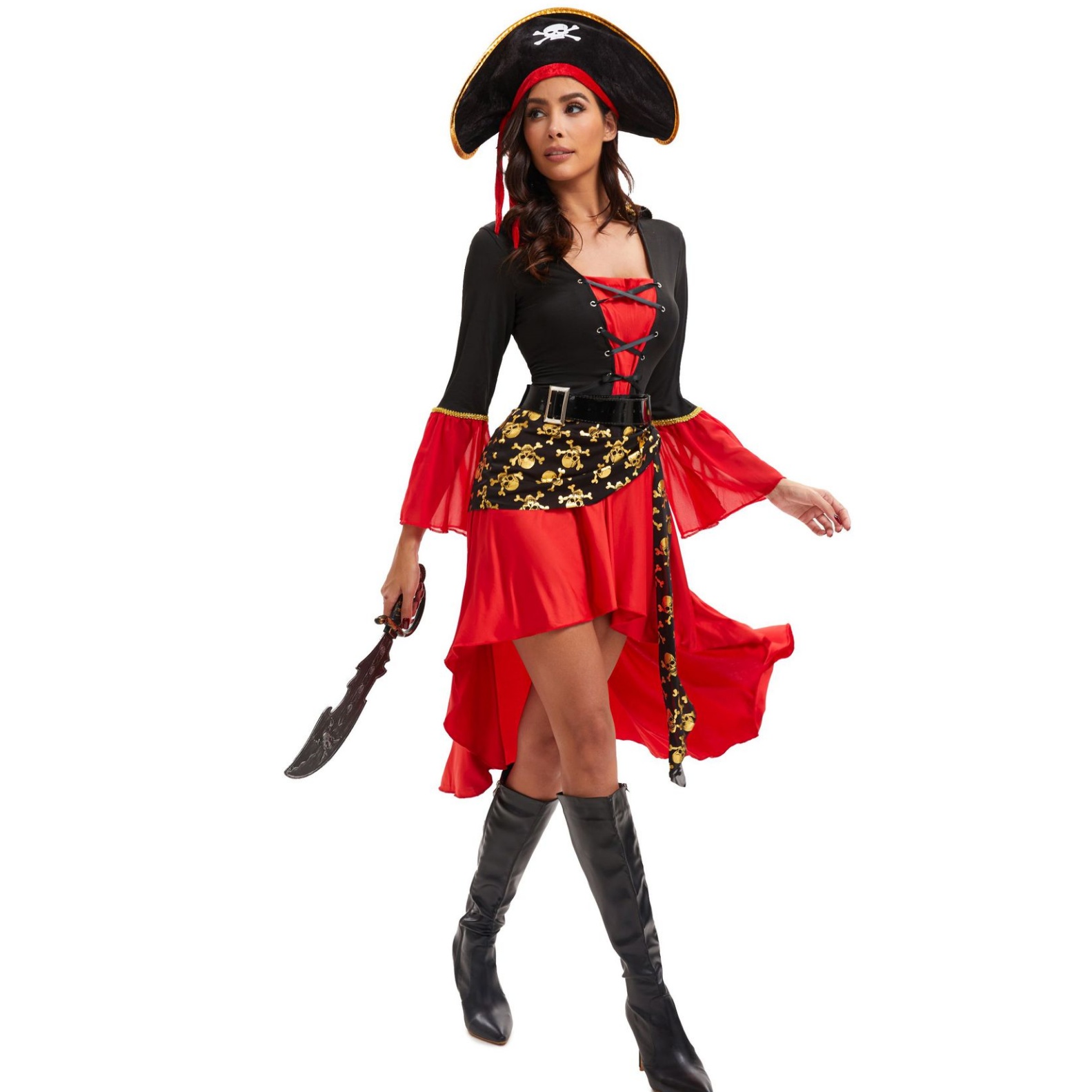 2 Pc Cruel Seas Pirate Captain Dress Costume